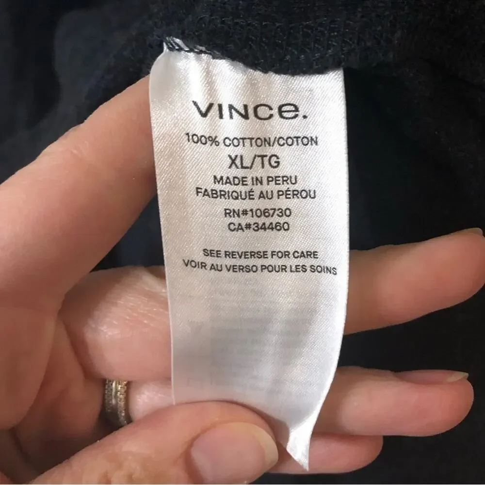 Vince Mens Cotton Black Gray Sweater Shirt - Size XL